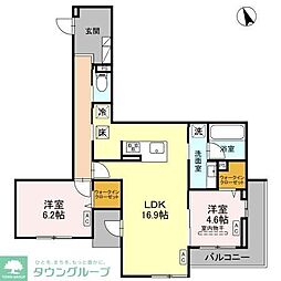クレール 2LDKの間取図画像