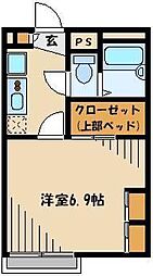 レオパレスクレスト川越 1Kの間取図画像