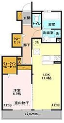 シャインアイリス2 1LDKの間取図画像