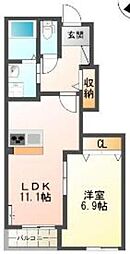 サニーアップヒルズ堂山 1LDKの間取図画像