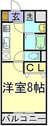 スクエア 1Kの間取図画像