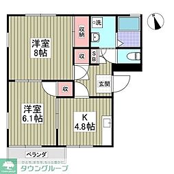 カトレアハイツ 2DKの間取図画像