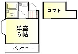 パレ苗間 ワンルームの間取図画像