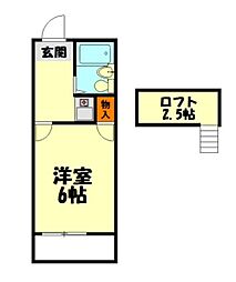 柳瀬川第二レジデンス 1Kの間取図画像