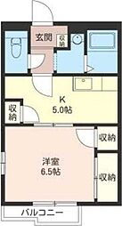パインハイツ 1Kの間取図画像