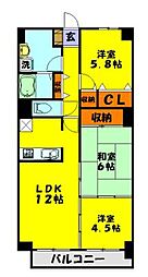 ロイヤルハイツ朝霞台 2SLDKの間取図画像