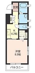 ヴァンクール 1Kの間取図画像