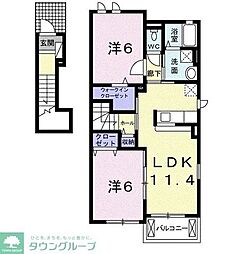 サニーブライト 2LDKの間取図画像