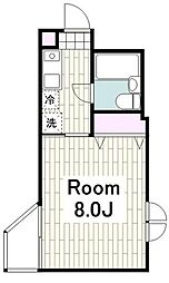 ステージ横浜 3階1Kの間取り