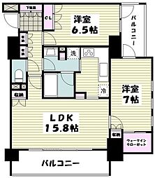 クリオ横浜西口弐番館 6階2LDKの間取り
