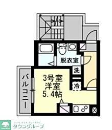 相鉄本線 西横浜駅 徒歩8分の賃貸アパート 3階1Kの間取り