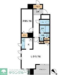 メトロタワー山下町 10階1LDKの間取り