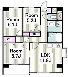 ベイ・イースト 8階3LDKの間取り