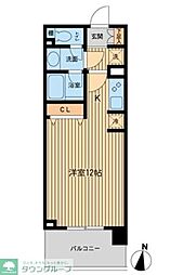 ドゥーエ横濱台町 9階ワンルームの間取り