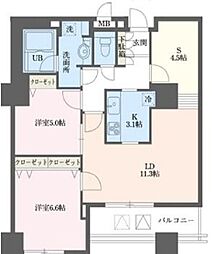 ドゥーエ横浜駅前 18階2SLDKの間取り
