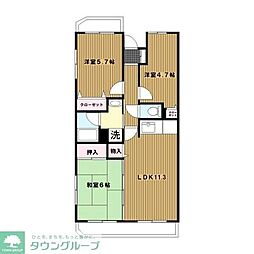 アバン・パルク横浜 9階3DKの間取り