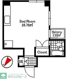 伊勢佐木町ロイヤル 7階ワンルームの間取り