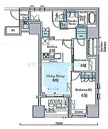 JR京浜東北・根岸線 関内駅 徒歩7分の賃貸マンション 9階2LDKの間取り