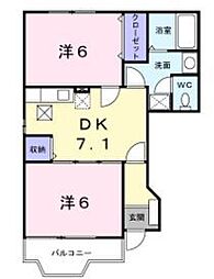 ヒルトップ壱番館 2LDKの間取図画像