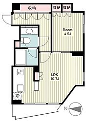 ドゥーエ横濱桜木町 1LDKの間取図画像