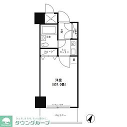 コシノパークサイドビル ワンルームの間取図画像
