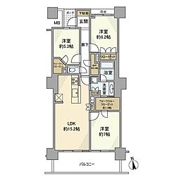 コットンハーバータワーズベイウエスト 3LDKの間取図画像