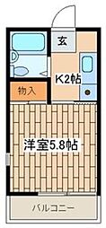 パークヒルズA 1Kの間取図画像