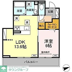 横浜市港北区新羽町アパート 1LDKの間取図画像