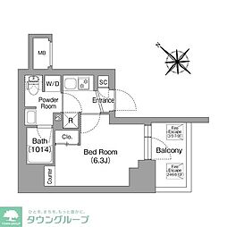 コンフォリア・リヴ横浜平沼 1Kの間取図画像