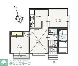横浜市港北区大倉山3丁目アパート 2LDKの間取図画像