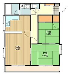 リサハイム 2階2LDKの間取り