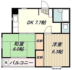 Ｙ．Ｓ．Ｄ 3階2DKの間取り