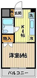 エステート富士見 3階1Kの間取り
