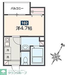 MELDIA小川 1階1Kの間取り