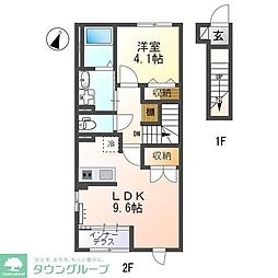 メゾンアルス 2階1LDKの間取り
