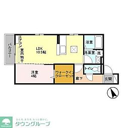 グレースブルック 1階1LDKの間取り