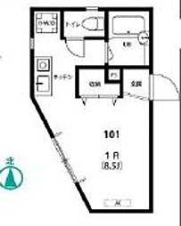 PAO上石神井 1階ワンルームの間取り