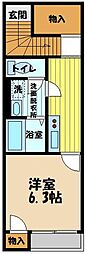 レオネクストセレーネ 2階1Kの間取り