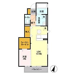 ハイム・ジョルニ 1階1LDKの間取り