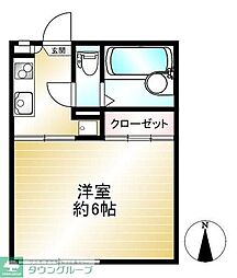 グリーンハイム 1階1Kの間取り