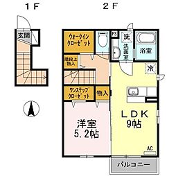 プランドール 2階1SLDKの間取り