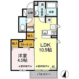 フィオーレ 1階1LDKの間取り