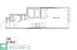 ソルナクレイシア三鷹II 1階ワンルームの間取り