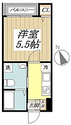 インベスト三鷹 3階1Kの間取り