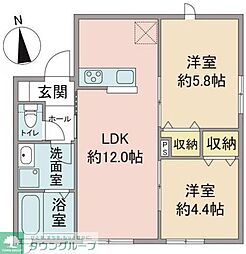 バンヤン 2階2LDKの間取り