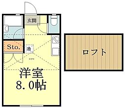 サンパレス中町 2階ワンルームの間取り