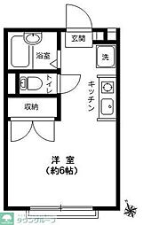 フラッツハナミズキ 2階ワンルームの間取り