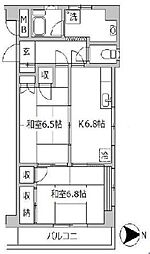 勇進ビル 3階2DKの間取り