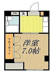 カーザルーチェ 4階1Kの間取り