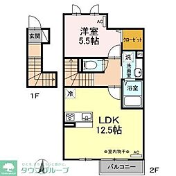 花水木 　A棟 2階1LDKの間取り